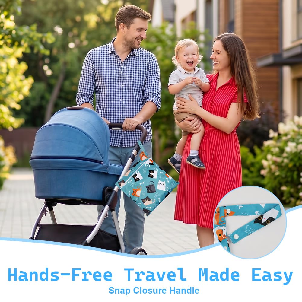 Aomig Sac À Couches Lavables, 3PCS Sac Étanche Réutilisable, Wet Dry Bag, Bag À Maillot Mouillé, Sac Humide À Fermeture Éclair, Hangable Wetbag de Voyage pour Vêtements de Bébé et Couches