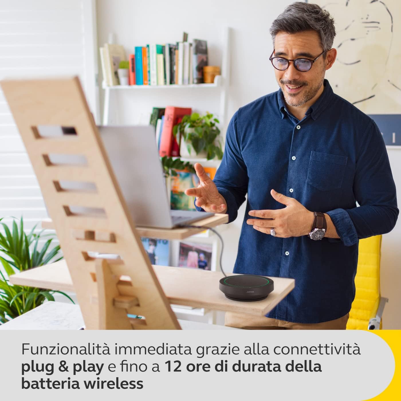 Jabra Speak 2 55 Viva Voce Bluetooth Wireless, 4 microfoni, cancellazione del rumore, altoparlante full range da 50 mm, audio a banda larga, compatto e portatile Certificato MS Teams Grigio scuro