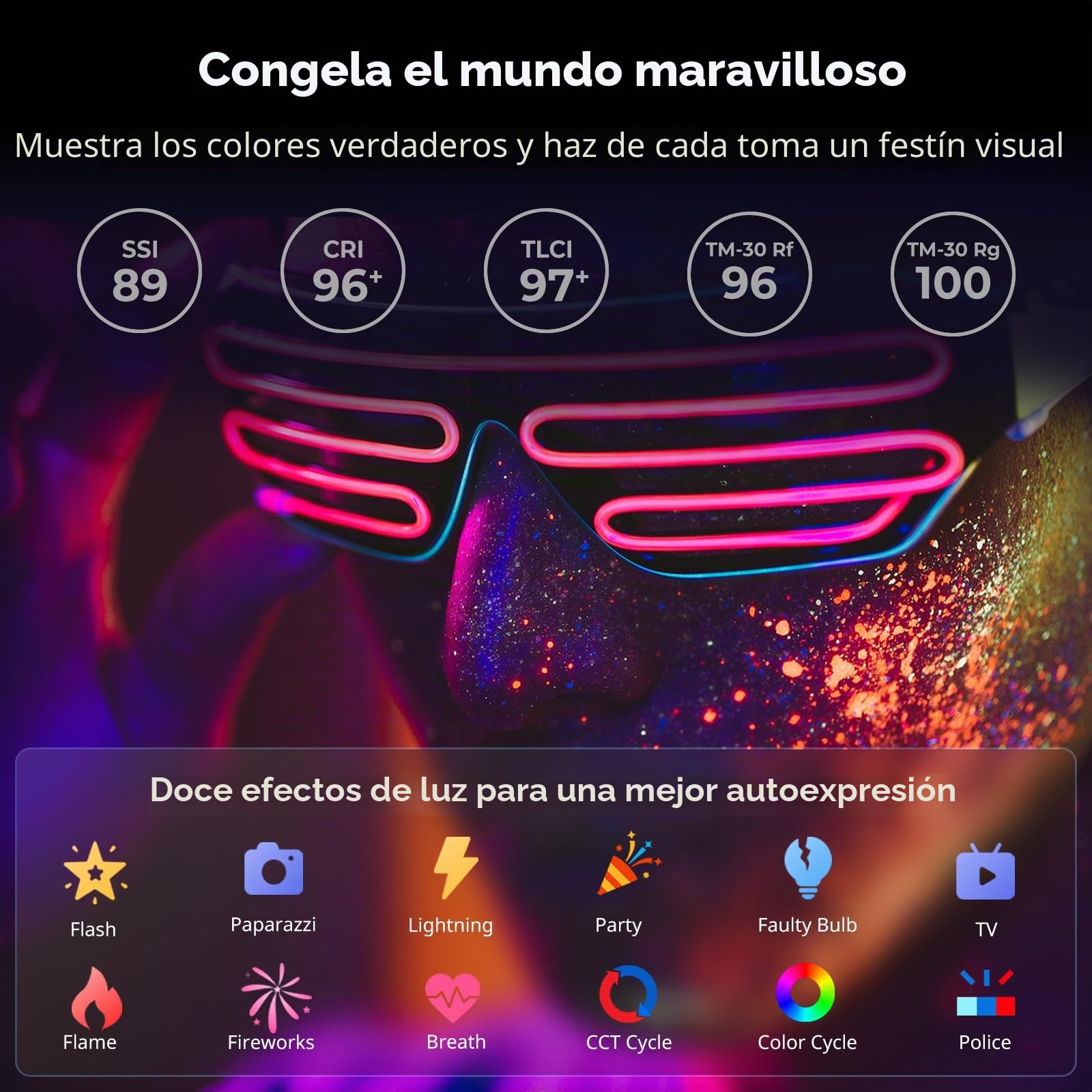 SMALLRIG Luz de Video LED RGB RC 60C, Temperatura de Color de 2500 K a 10 000 K, Compatible con Carga Rápida PD, Control Manual y Mediante Aplicación, con 12 Efectos de Luz, Edición Lite - 4808