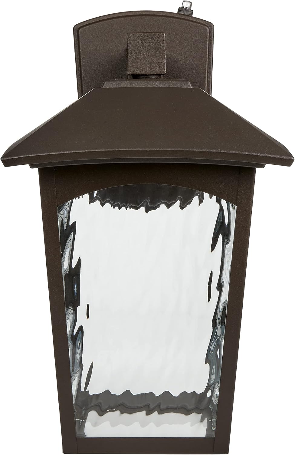 Maxxima LED Porch Lantern - Outdoor Wall Light, Bronze w/Water Glass, Photocell Dusk to Dawn Sensor, 800 Lumens, 3000K Warm White, Ideal Fixture for Backyard Patio and Front Door Lighting