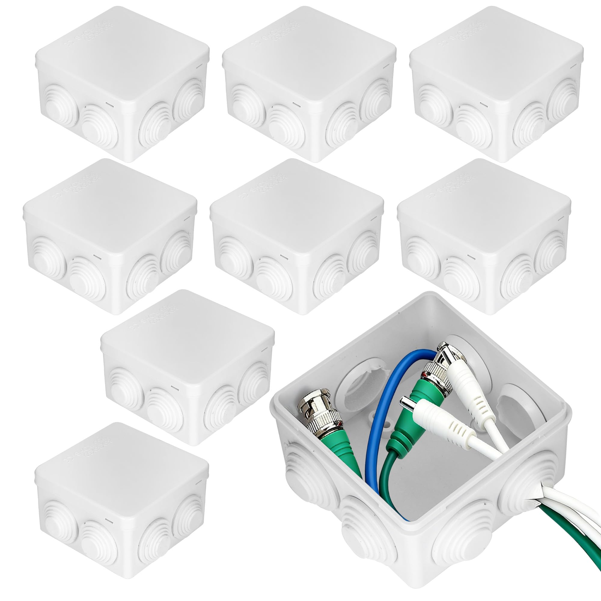 WeeGoo 8 PCS IP55 Waterproof Junction Box, 85 x 85 x 50MM Waterproof Electrical Junction Box, Electrical Project Boxes for Indoor Outdoor Electrics Cables (White)