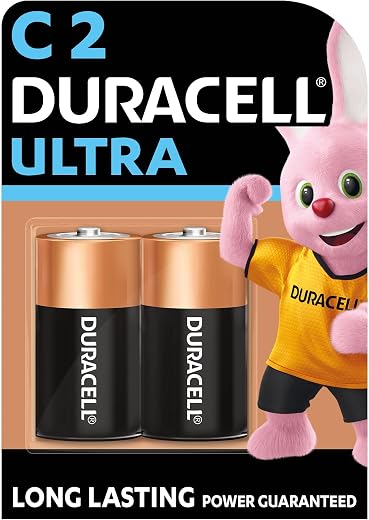 Duracell Ultra C Battery, Pack of 2, High-Drain Devices, Flashlight, Toy, Clock
