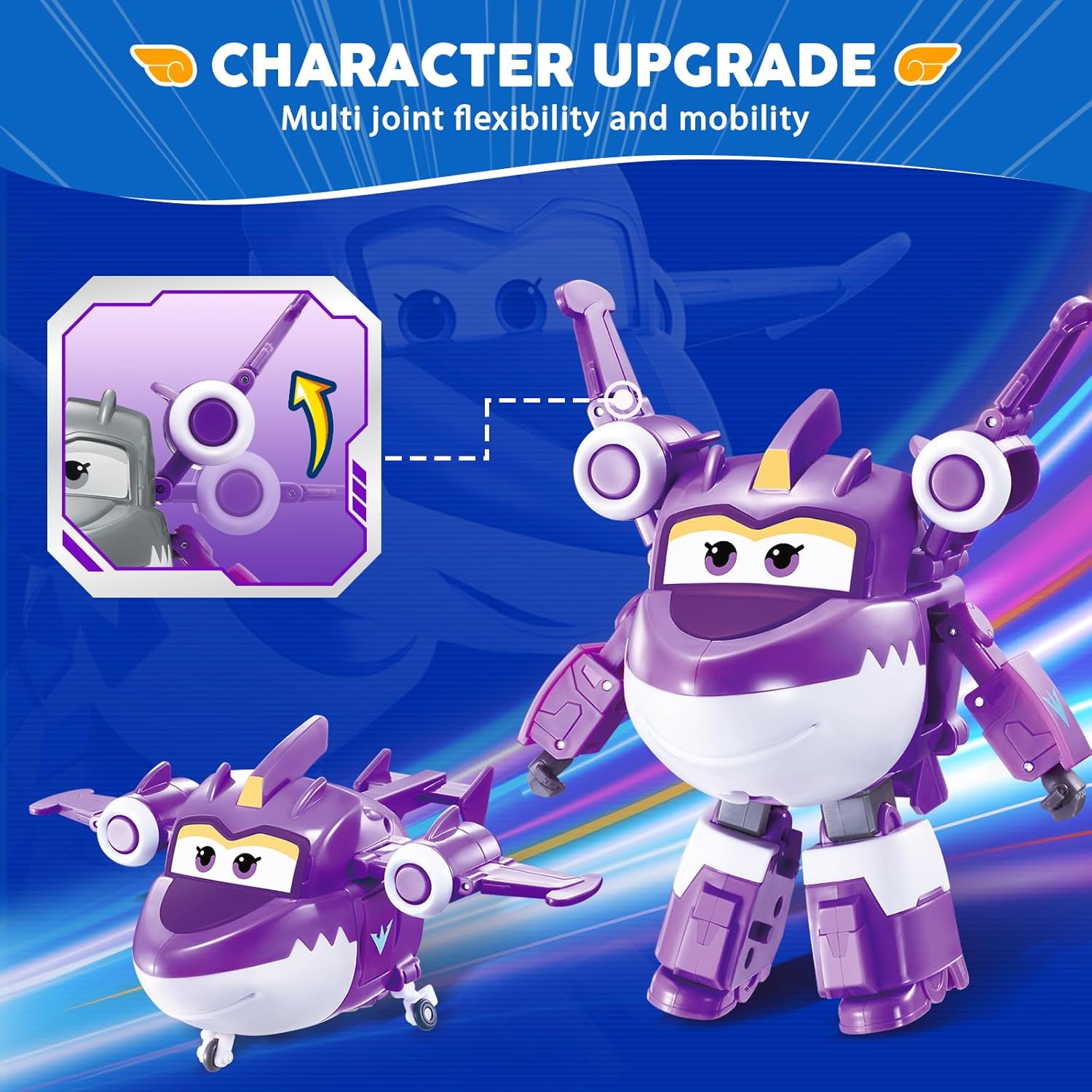 Super Wings Transformable Toys, 5 in Sally Airplane Transforming Figures Toys, 2 in 1 Mode Rescue Bots Action Figure Toys for 3-5 Year Old Boys Girls, Fun Plane Toys for Toddlers Kids Age 3 4 5 6 7