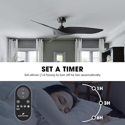Miniatura 4 de Aerofanture - Ventiladores de techo modernos con control remoto ventilador de techo negro de 52 pulgadas sin luz con cuchillas reversibles