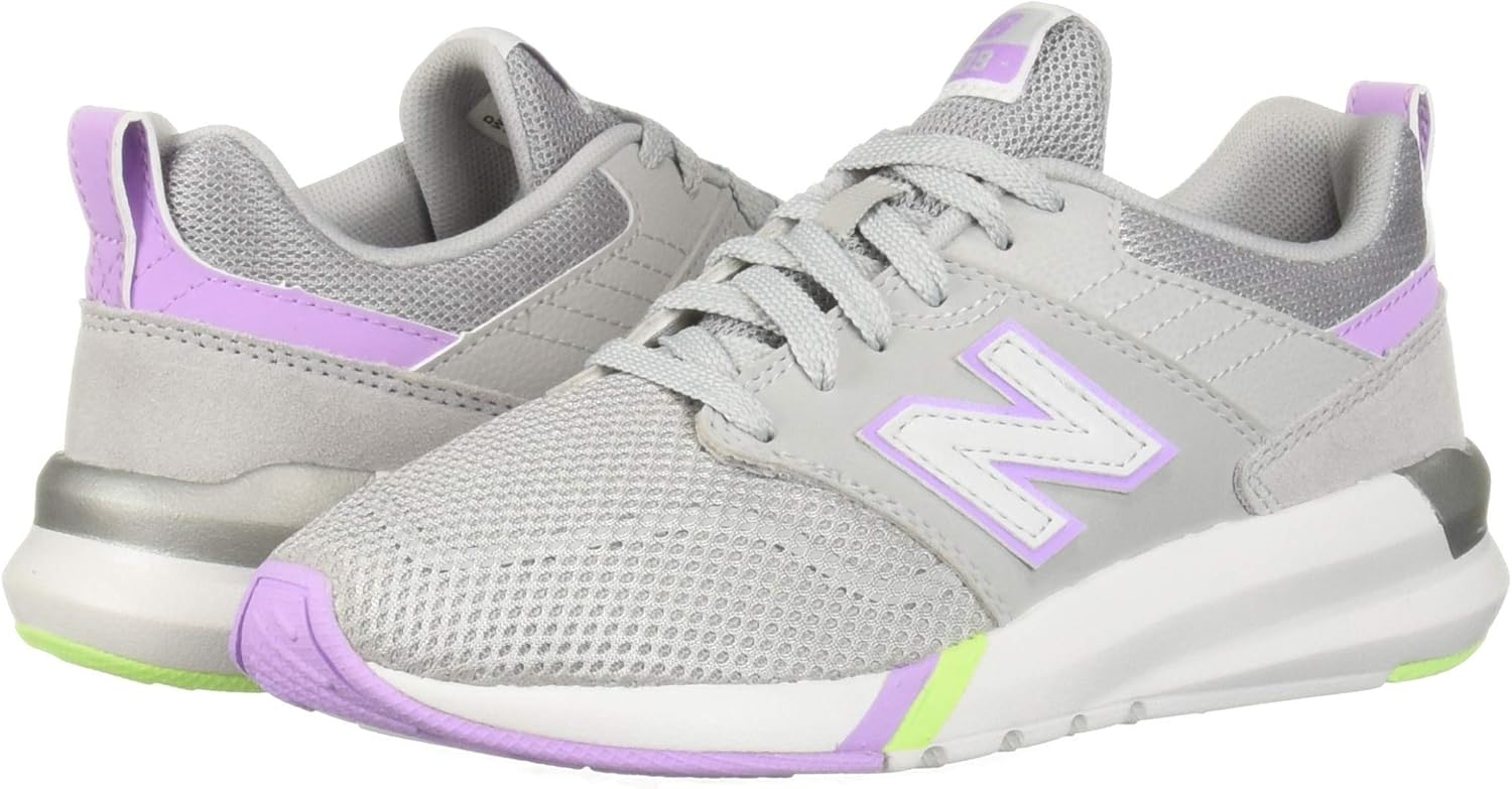 New Balance Women's 009 V1 Sneaker 5.5 Grey/Violet Glo/Lime Glo