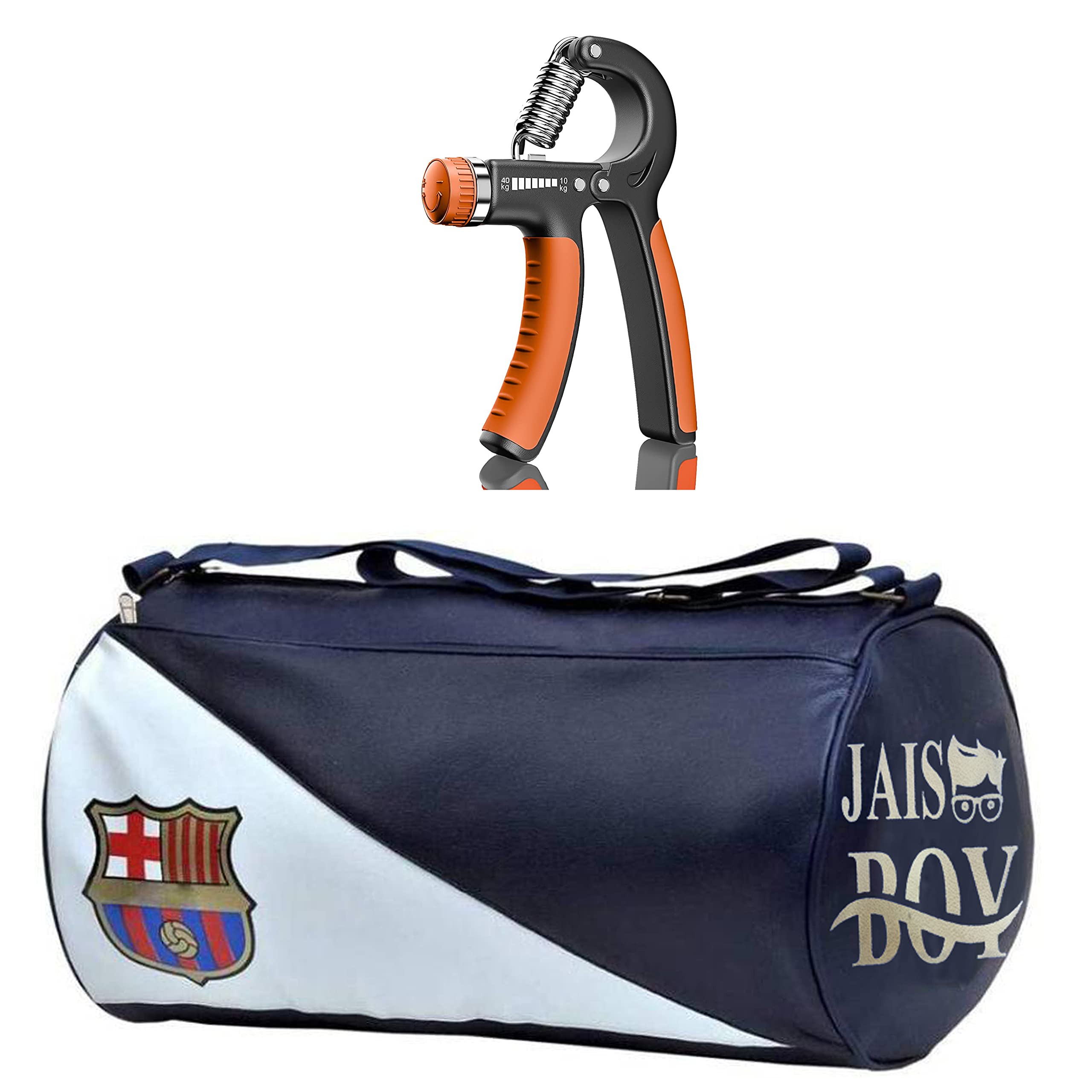 JAISBOY Combo Set of Gym Bag Duffel Bag with Shoulder Strap for Men & Women with Hand Gripper for Daily Exercise (White)-image-31