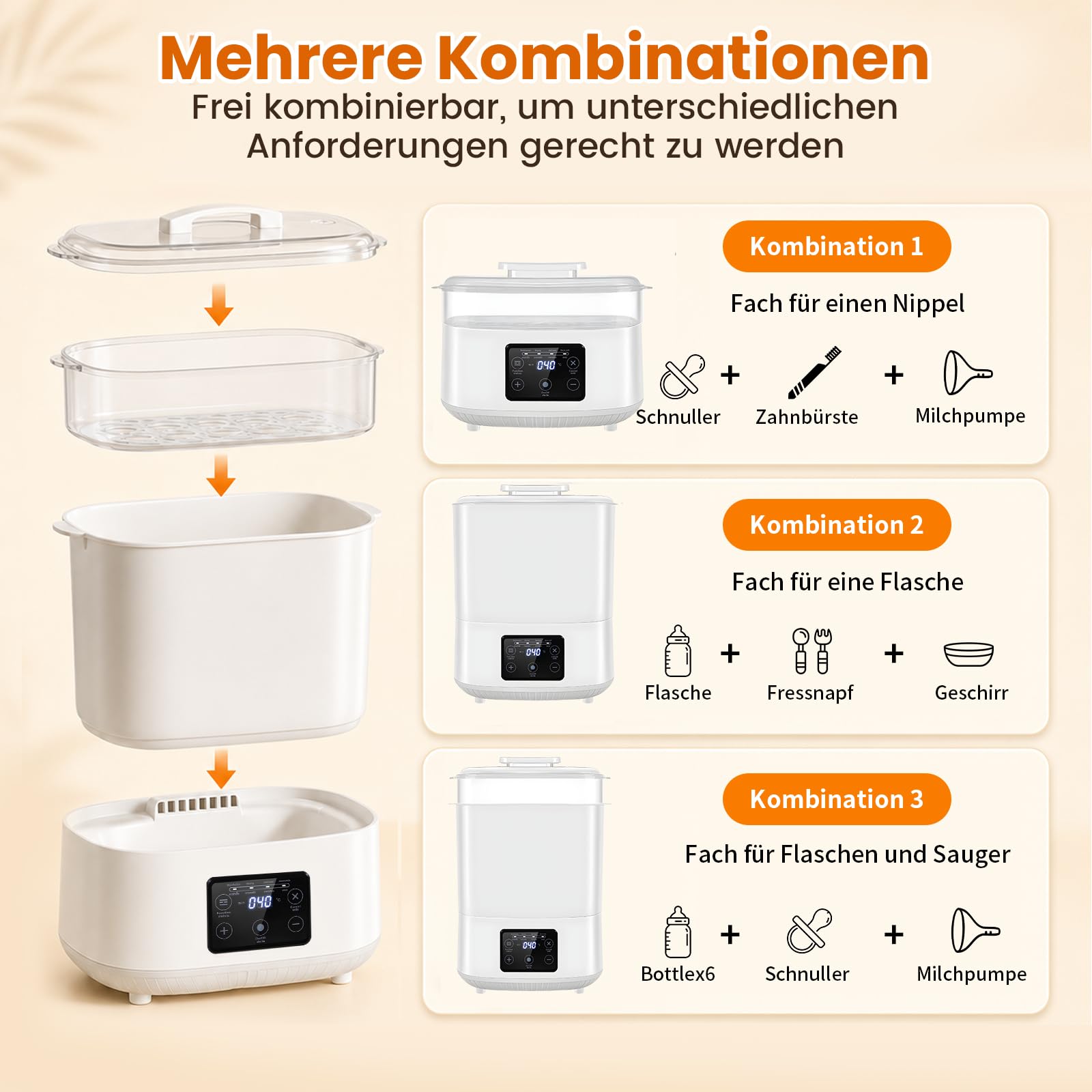 Sterilisator für Babyflaschen, flaschensterilisator baby, babyflaschen sterilisator und trockner, Automatische Abschaltung, für Babyartikel, Babyflaschen & Milchpumpen-Zubehör