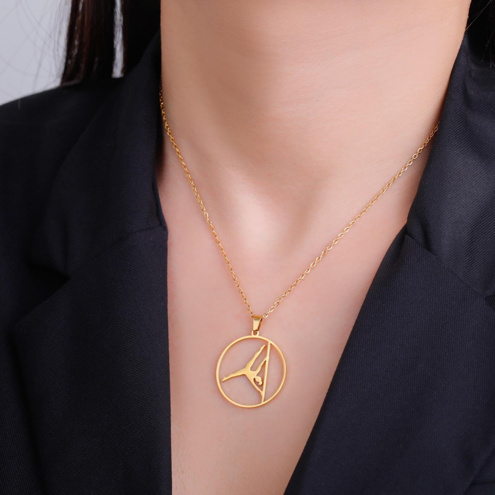 Classico Collana Uomo Donna Gioielli Ciondolo Pendente Necklace Artistic Gymnastics Pole Dance Support Action Pendant Necklace
