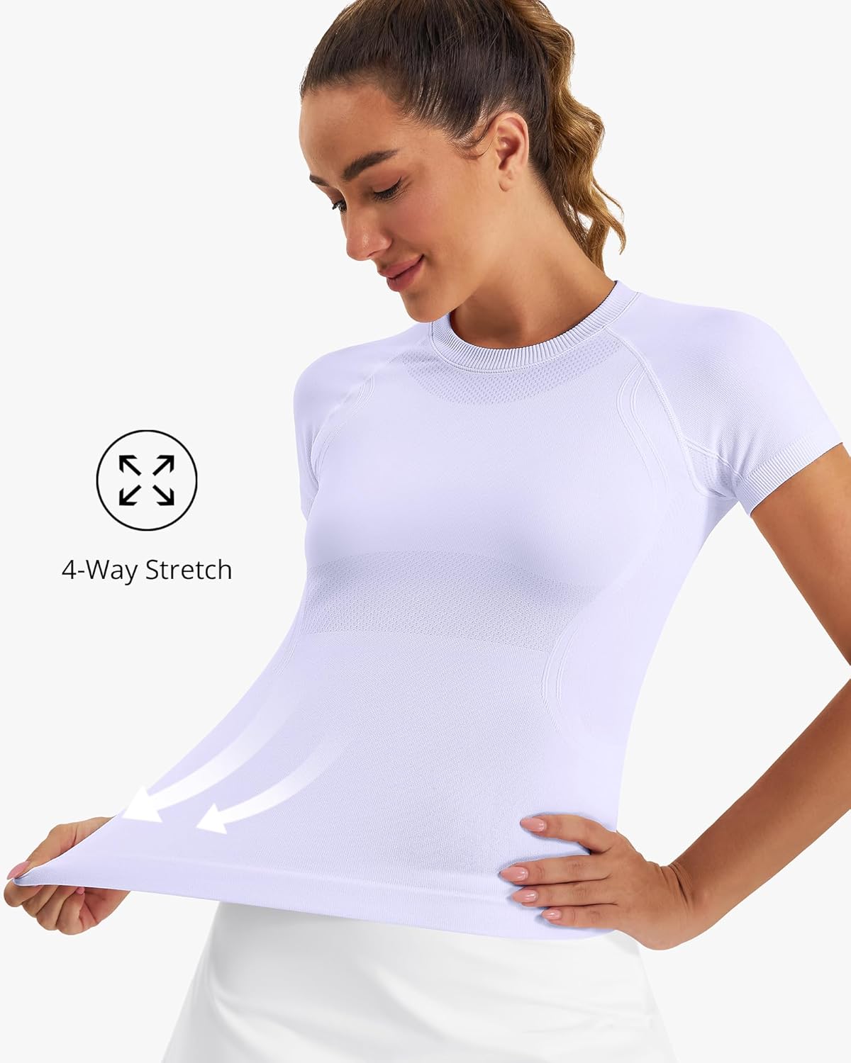 Stelle Women Workout Tops Short Sleeve Seamless Athletic Shirts Yoga Gym Sports Breathable Tees