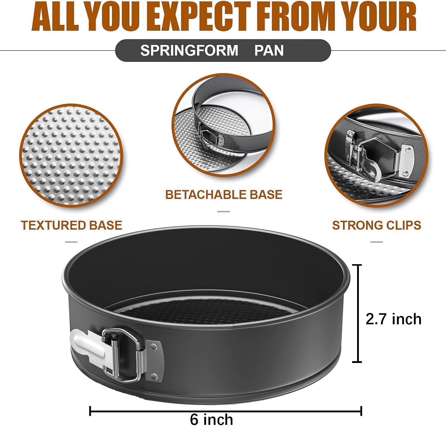 huixiaoqing Springform Cake Tin with Loose Base, Nonstick Leakproof Round Cheesecake Pan with Removable Bottom - Image 2