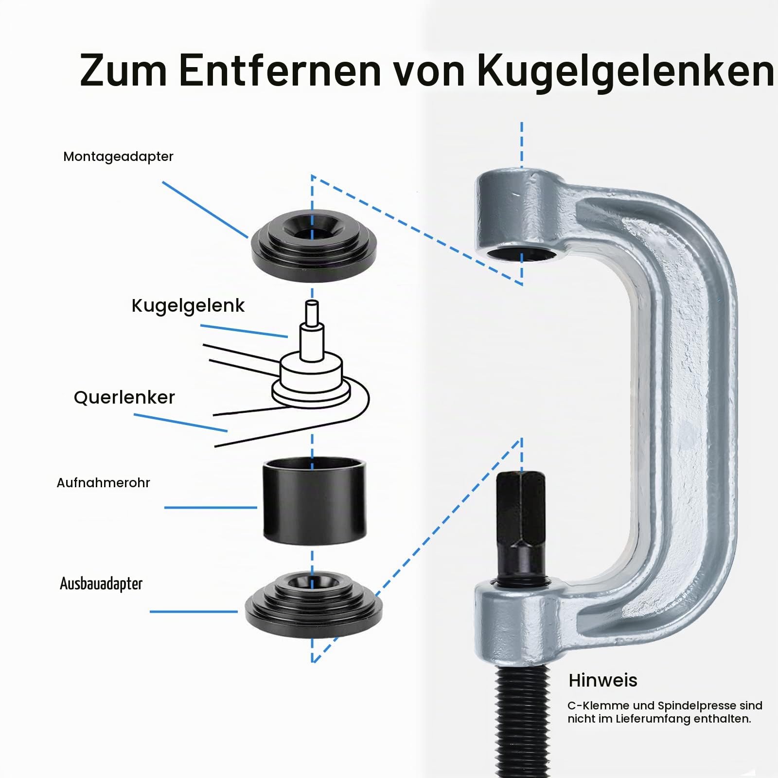 BOOMSTART 14-tlg. Kugelgelenk Abzieher & Einpresswerkzeug Set - für Ausbau & Einbau von Kugelgelenken, U-Gelenken & Bremsankerstiften - geeignet für 2WD & 4WD PKW, LKW & SUV