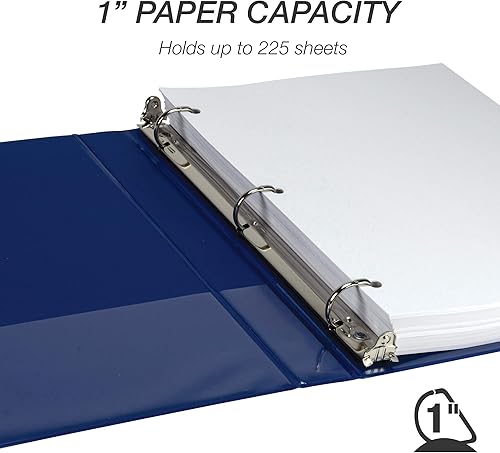 Vista 282 de Samsill Carpeta duradera de 1.5 pulgadas, fabricada en los Estados Unidos, carpeta de anillos en D, carpeta transparente personalizable, surtido