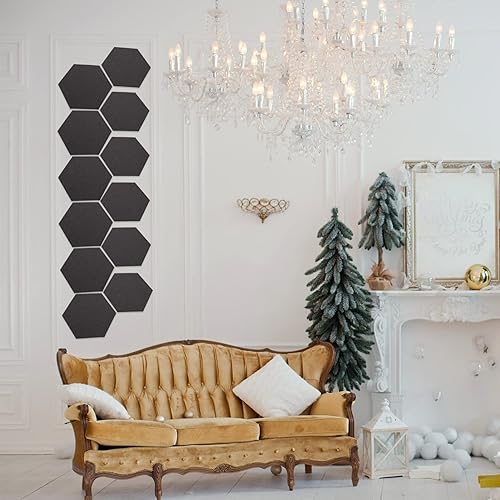 Miniatura 7 de MAGICLULU 12 calcomanías de fieltro para pared, tablero de letras de fieltro hexagonal, tablero de corcho en blanco, tablero de azulejos de fieltro,