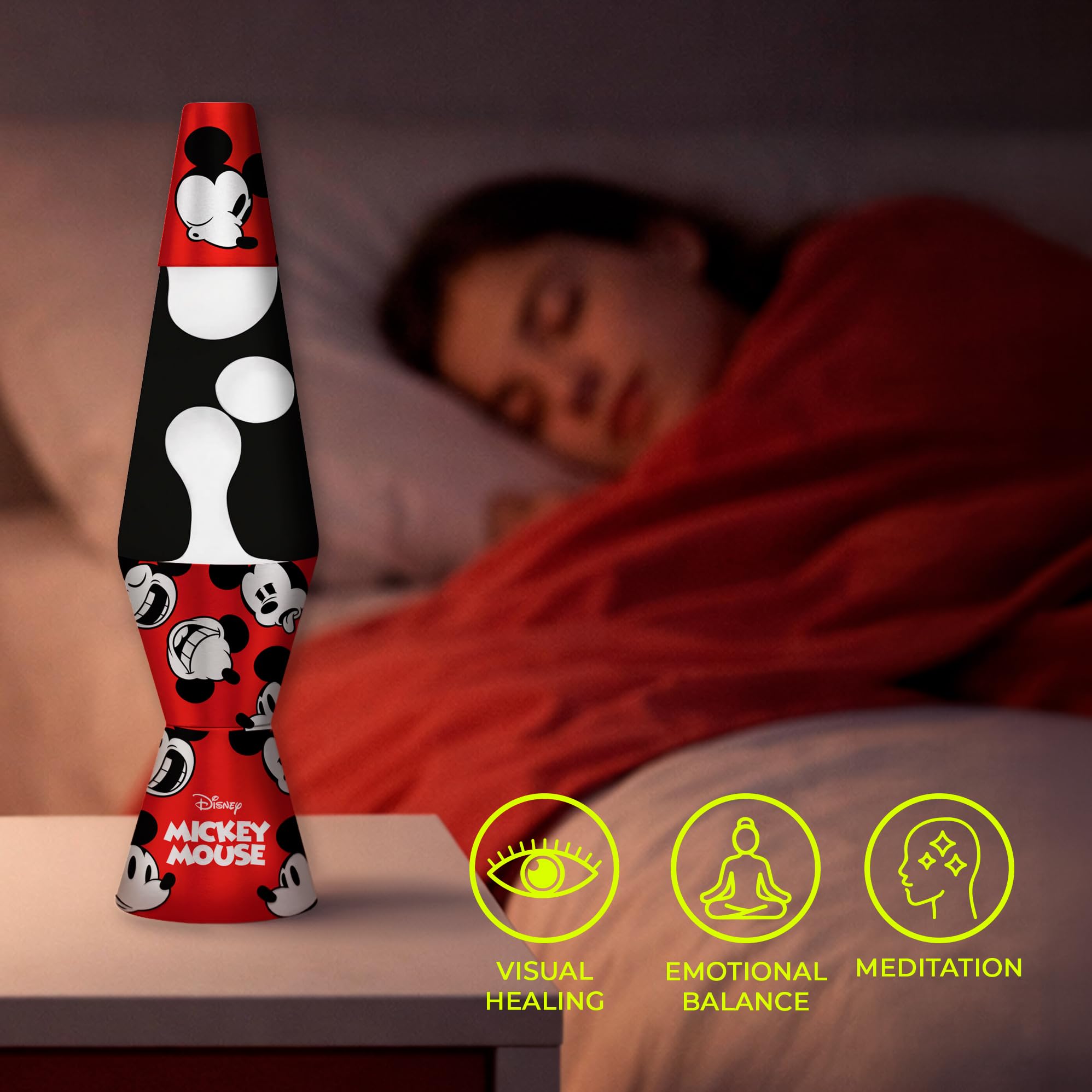 WONDEE Disney Lámpara de Lava Mickey Mouse, Lámpara Lava Niños y Adultos de tus Personajes Favoritos, Decoración Habitación Mickey Mouse, Cosas/Regalos Disney Infantiles Originales