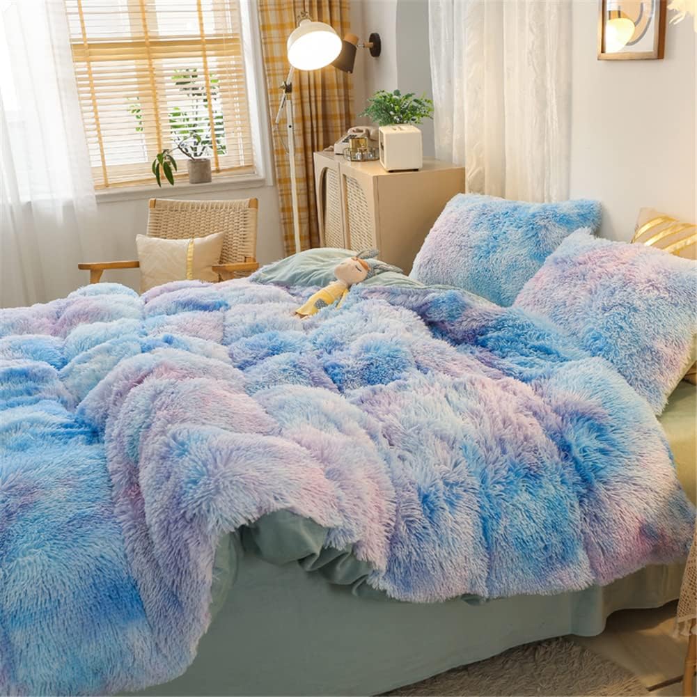 🔥 Crаzу Dеаlѕ Christmas Kid's Plush Shaggy Duvet Cover Twin, Velvet Bedding Set, 2 Pieces (1 Faux Fur Duvet Cover + 1 Faux Fur Pillowcase), Luxury Soft Fluffy, Zipper Closure (Multicolor Blue, Twin) Flаѕh Dеаlѕ - 80% оƒƒ Christmas Kid's Plush Shaggy Duvet Cover Twin, Velvet Bedding Set, 2 Pieces (1 Faux Fur Duvet Cover + 1 Faux Fur Pillowcase), Luxury Soft Fluffy, Zipper Closure (Multicolor Blue, Twin)