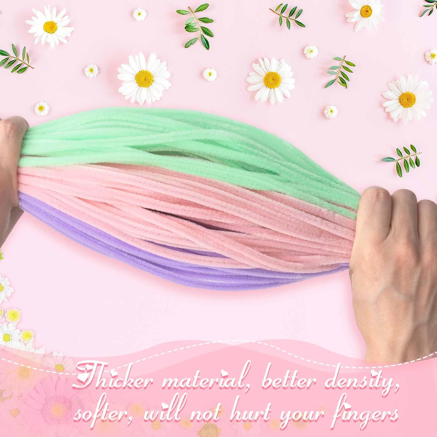 Peryiter 5000 Pcs 12 Inch Craft Pipe Cleaners Fluffy Chenille Stems Bulk with 100 Flower Stems 5 Tape and 720 Stamens for DIY Art Projects Creative Gift Wrapping Party Decorations (50 Colors)