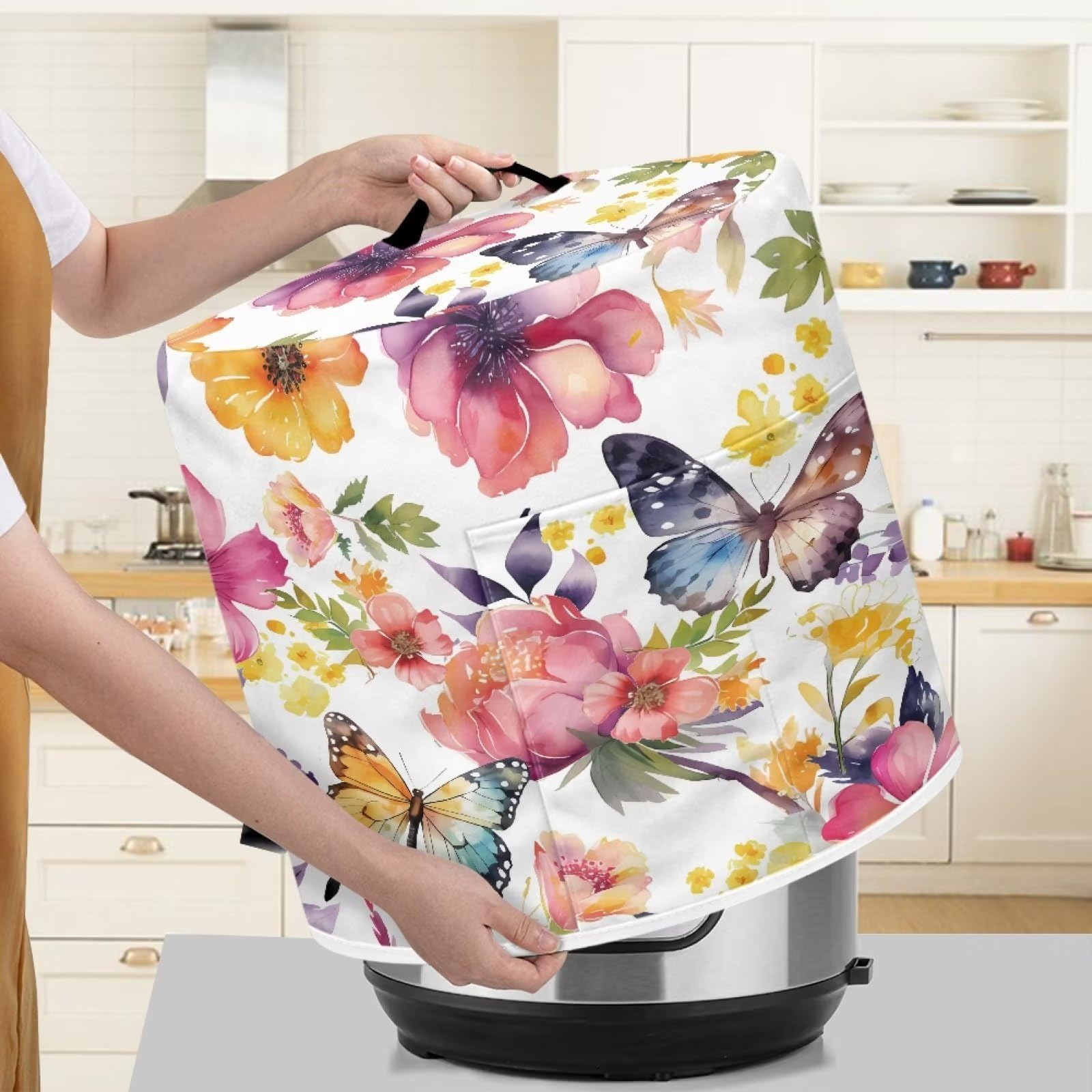 Suobstales Boho Mandala Dragonfly Print Pressure Cooker Cover - Dust Protection Bag With Pocket & Handle, 3 Sizes