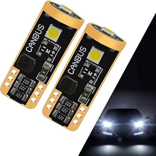 2 piezas de repuesto de bombillas LED T10 para maletero de automóvil, 3 W 300 LM, accesorios de luz para instrumentos de vehículo, luz de lectura
