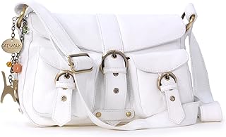 Vera Pelle - Borse a Tracolla/Borsa a Mano/Messenger/Borsetta Donna - Con Ciondolo a Forma di Gatto - Louisa