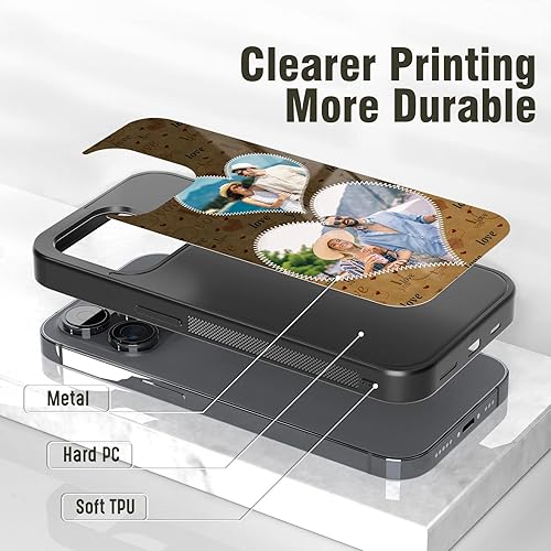 Miniatura 10 de Fundas personalizadas para teléfono con corazones estéticos de 2 fotos, funda de collage de regalos a juego para parejas aplicables con iPhone 11 12