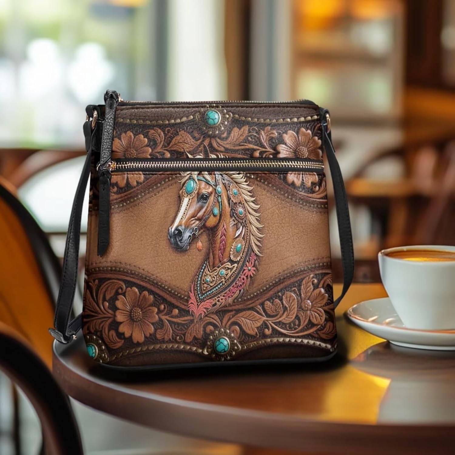 Leather Women Crossbody Hobo Bag Satchel Purse Handbag with Adjustable Shoulder Strap and Zipper Pockets