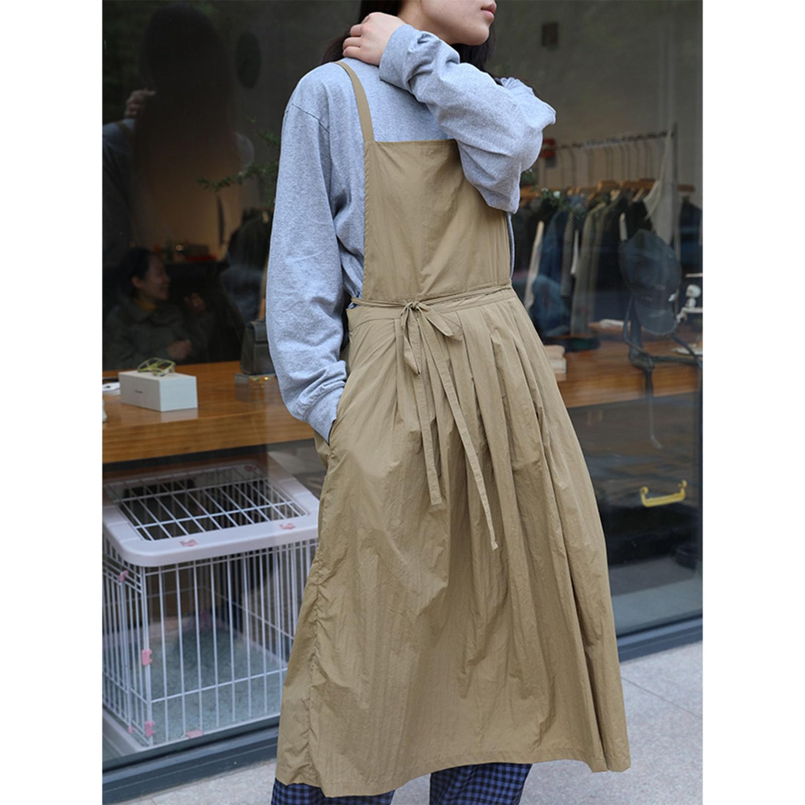 PANGBOER Delantal protector multiusos Vestido plisado impermeable de nailon para artes de repostería y manualidades Delantal de cocina transpirable