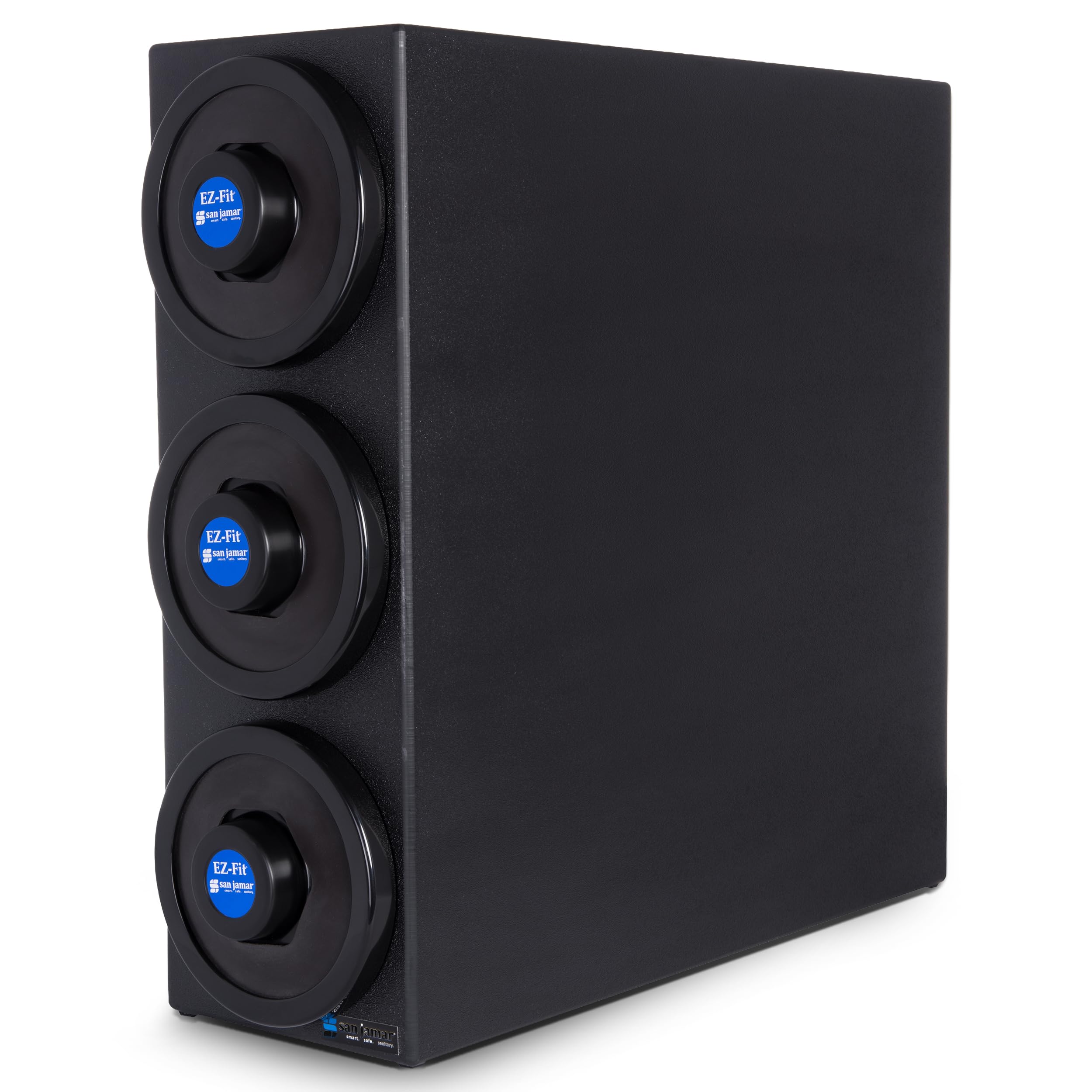 San Jamar Ez-Fit Cup Dispenser Cabinet, 3 Tiers with Black Trim Rings for Restaurants, Dining Halls, and Fast Food, Plastic, 22.375 x 7.75 x 23.75 Inches, Black