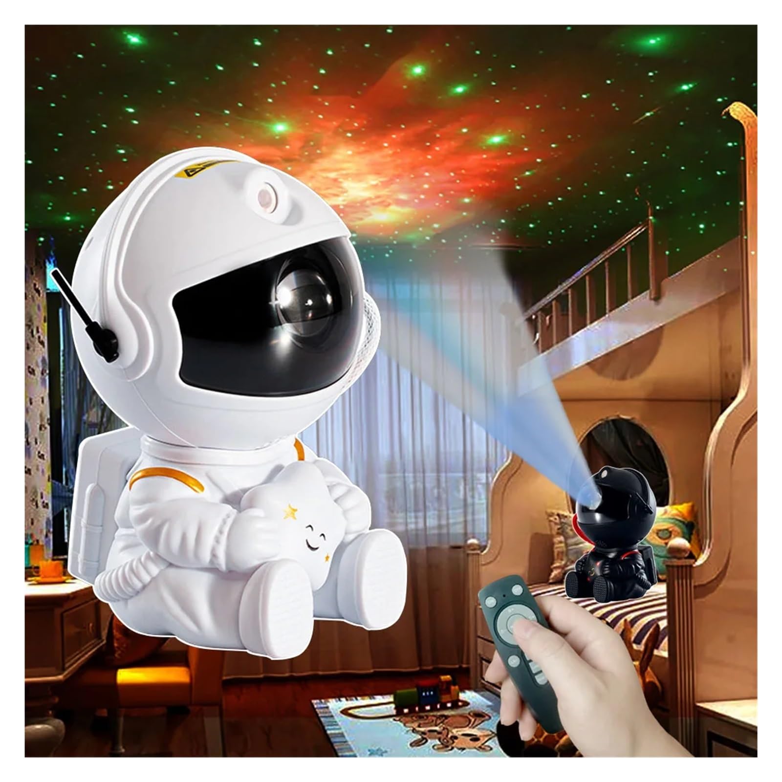 Projekcja Światła Spaceman Star Galaxy LED Projektor Nocne Światło Lampa Ambient Do Dekoracji Pokoju Sypialni Prezent Na Imprezę Świąteczną Projekcja W Wysokiej RozdzielczośCi(White hold the star)