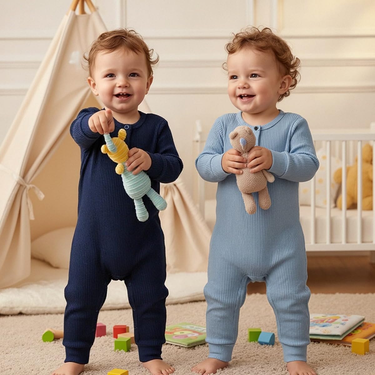 Bafeicao Baby Boy Girl 2/3 Pack Solid Romper Ribbed Short/Long Sleeve Bodysuit Jumpsuit Infant Knitted Outfits Clothes
