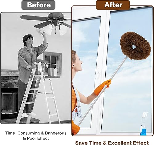 Vista 88 de Limpiador de ventilador de techo reutilizable de microfibra para ventilador de techo, limpiador extraíble con poste de extensión que se ajusta de 13
