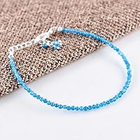 Vista 60 de Natural Gemstone Micro Round Beads Dainty Choker Bangle Bracelet, Handmade Jewelry for Women, Healing Chakra Crystals Silver Plated Chain 8 inch