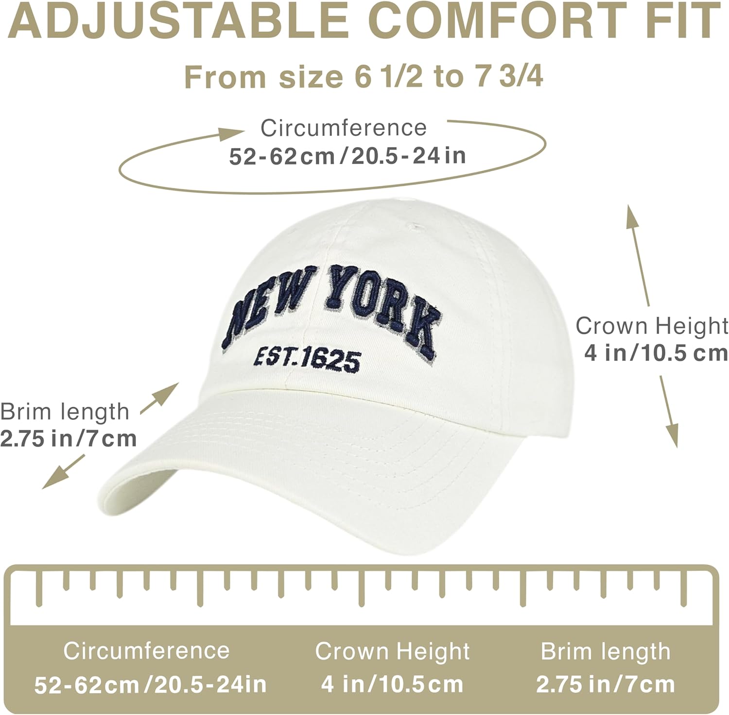Elidan NY Dad Hat New York EST.1625 Cotton Cap, Adjust Buckle Strap, Unstructured Low-Profile NY Baseball Cap for Men & Women - Image 5