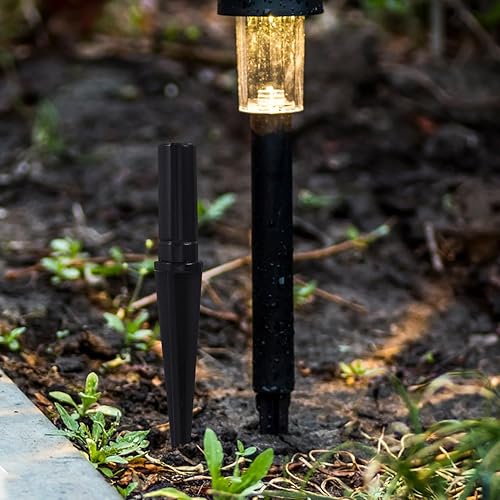 Miniatura 2 de Happyyami Estacas de plástico para el suelo, 10 unidades, luces solares, diseño de drenaje, estacas de bastón de caramelo para patio, luces de