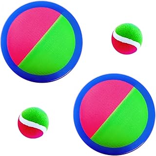 AppleRound Toss and Catch Ball Set (Hook and Loop), Kids Outdoor Games, Beach Toys, Backyard Sports, Paddle Ball Games, Party Gifts for Children Boys and Girls