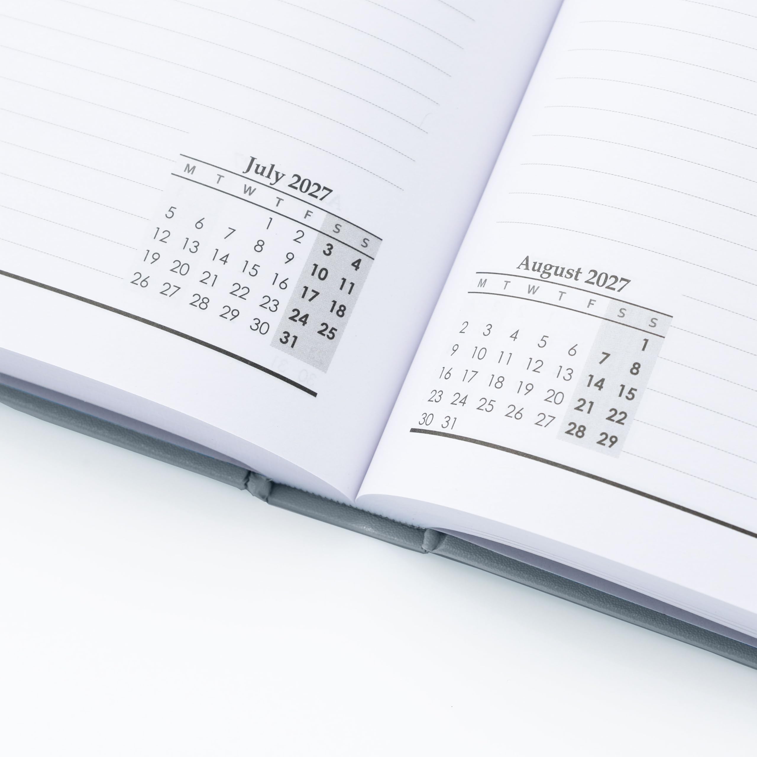 Terminplaner 2027, 2 Seiten pro Tag, fester Einband, A4-Planer, Tagebuch mit Lesezeichen, Ganzjahres-Tagesplaner von Januar bis Dezember 2027 (Grau)