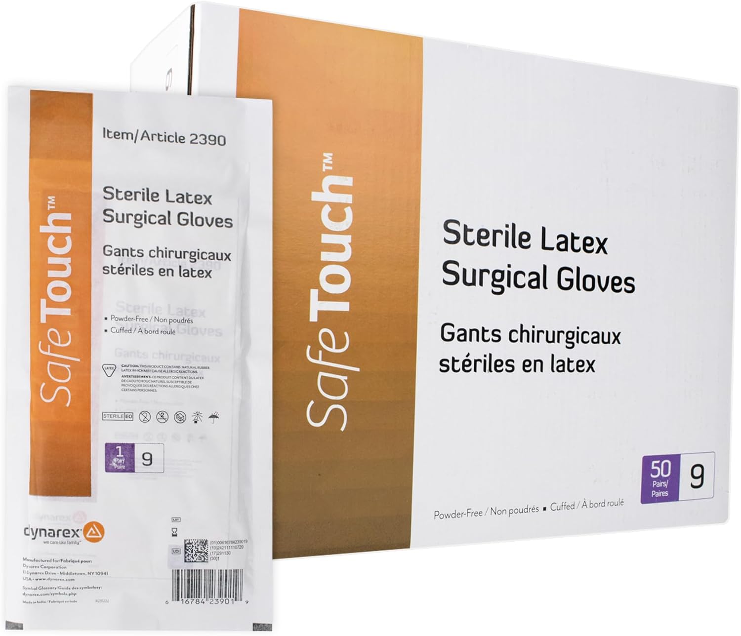 Powder Free Latex Surgeon/Surgical Gloves, Size 9, Sterile, 50 Pair/Box