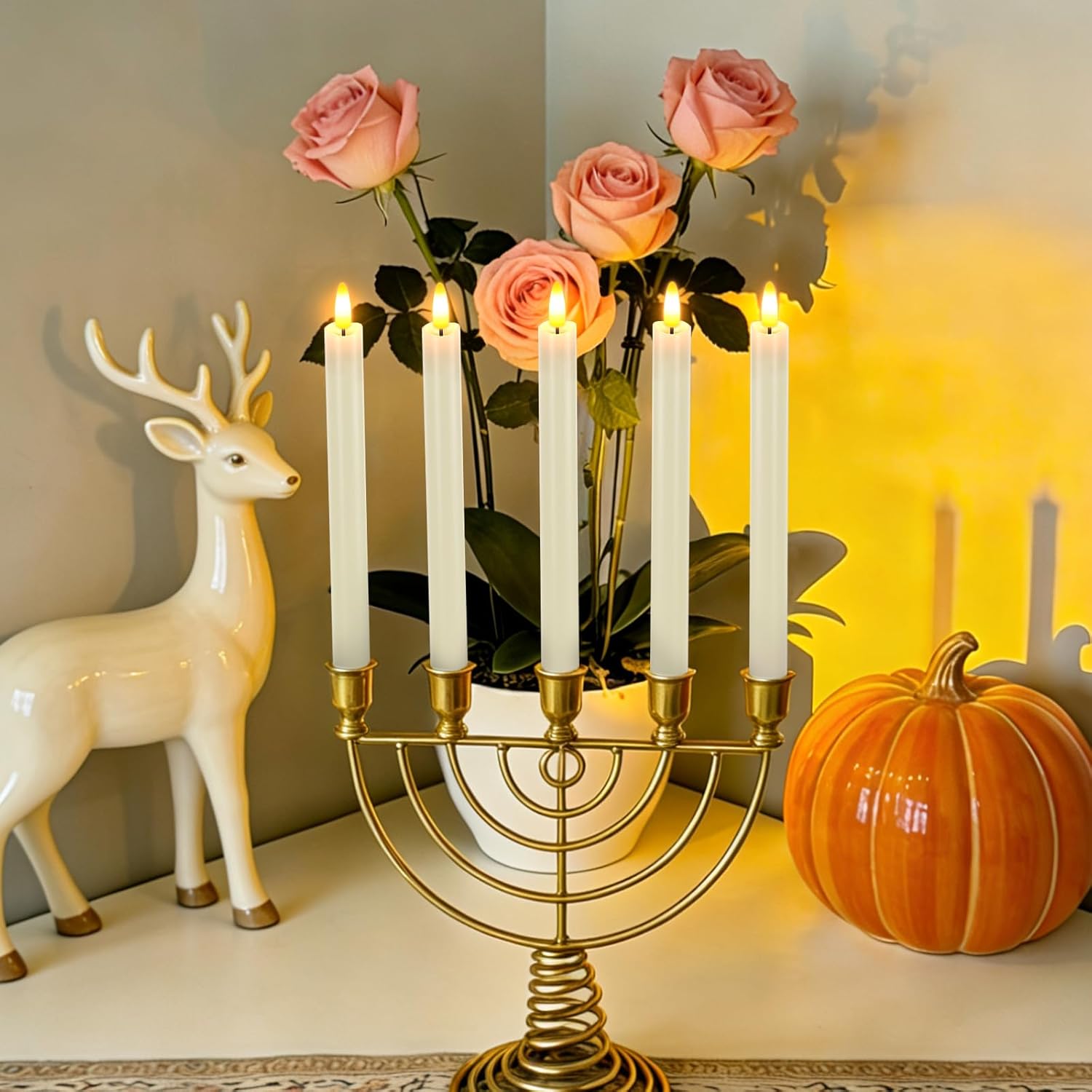 Rechargeable Flameless Taper Candles with Charging Base, LED Candles Battery Operated with Remote Timer, Flameless Candlesticks for Wedding Party Halloween Christmas Decorations(6 Pack Ivory)