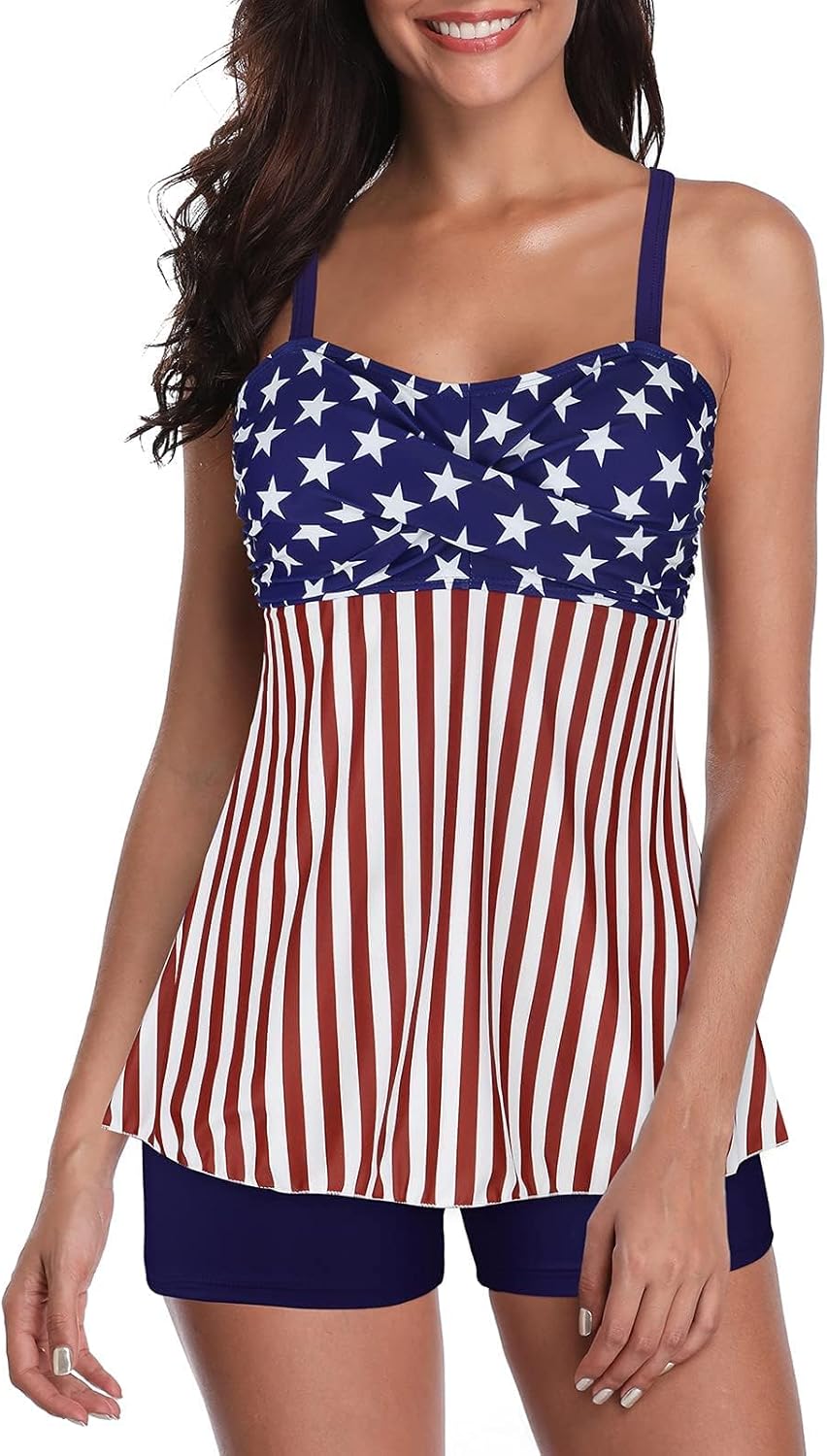 Century Star Tummy Control Tankini Swimsuits for Women 2025 Bathing Suit Two Piece Tankini Tops with Shorts Swimwear