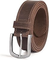 DENGFENGZHE Men's 1.5" Handmade Full Grain Leather Belt for Jeans - Premium Casual Everyday Belt with Gift Box