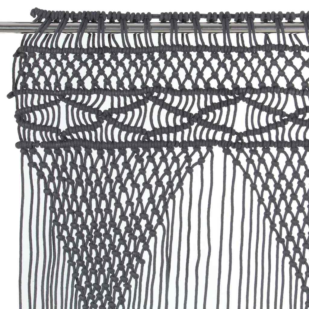 Rideau en macramé Anthracite 140x240 cm Coton Lavable à Basse température pour décoration intérieure séparateur de pièce fenêtre Porte Salon Chambre Cuisine
