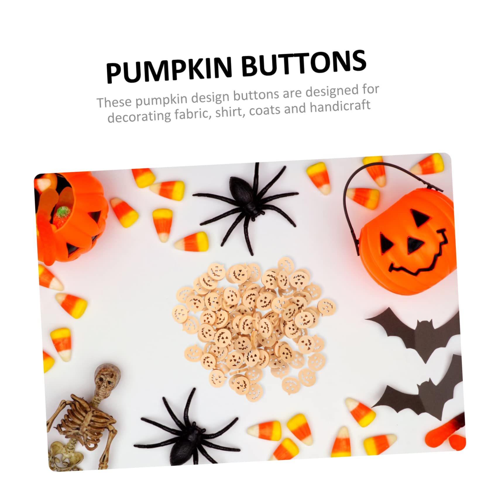 NUOBESTY 5 Set Di Bottoni Spaventosi A Forma Di Zucca Di Halloween Bottoni in Legno Set Di Per Abbigliamento A Forma Di Zucca Confezione Da 100 Pezzi*5