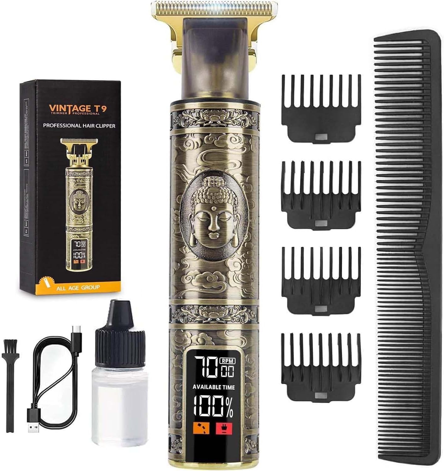 Beard Trimmer Hair Clippers Men,Cordless Rechargeable Hair Trimmer for Men,Premium Professional Barber Grooming Set with Detailer T Blade Shaver & LCD Display Gift