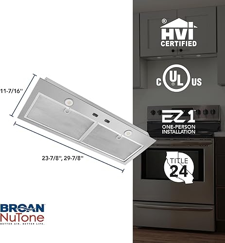 Miniatura 6 de Broan - NuTone BBN1243SS - Inserto personalizado con ventilador de escape de 2 velocidades y luz, 300 CFM máximo, acero inoxidable, campana