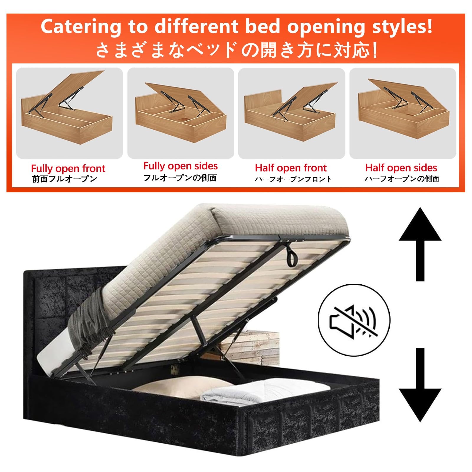 Juego de mecanismos elevables para Cama, Juego de 2 bisagras para canapé con resortes, Paquete de 2 mecanismos de cama hidráulicos de alta resistencia, bisagras de resorte plegables, resortes de gas(7