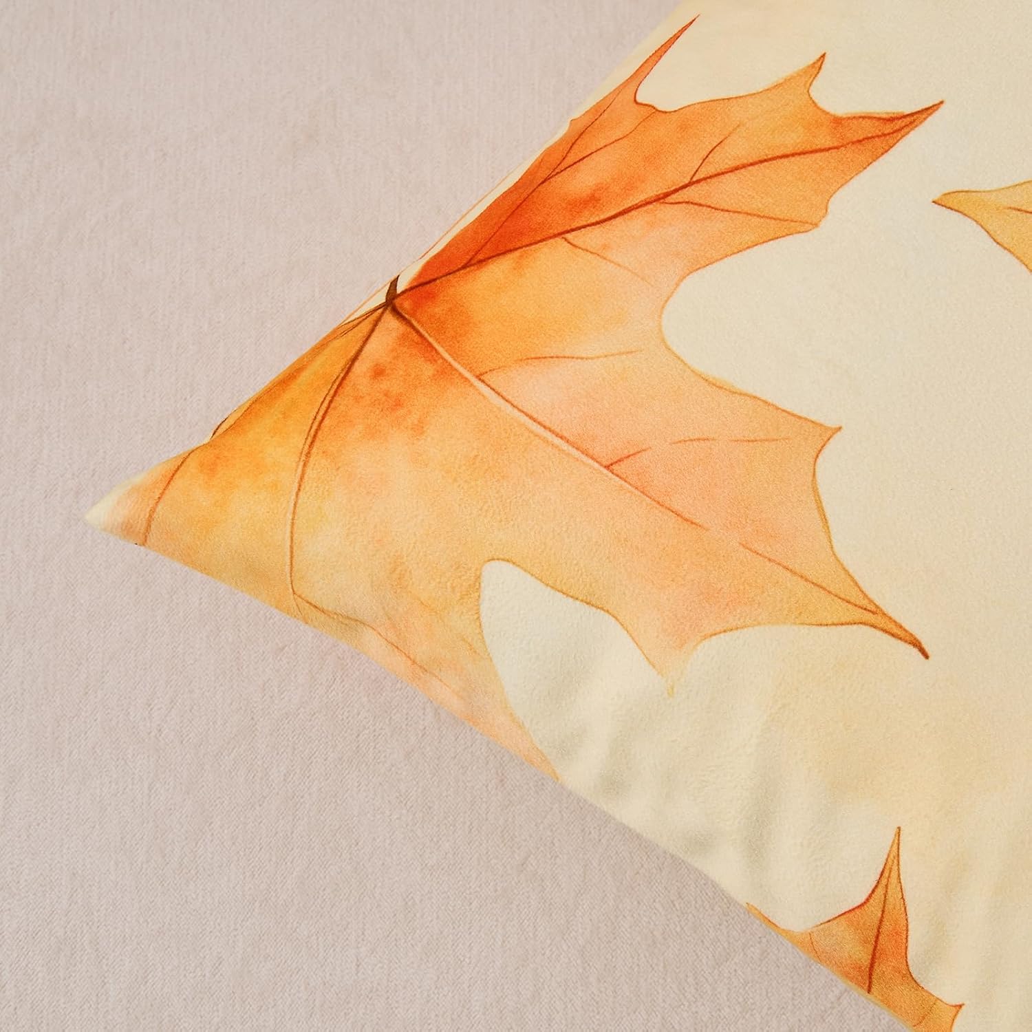 Fall Pillow Covers 18x18 Set of 2 - Burnt Orange Maple Leaf Throw Pillow Covers, Autumn Decorations Decorative Velvet Cushion Cases for Couch Sofa Home Decor