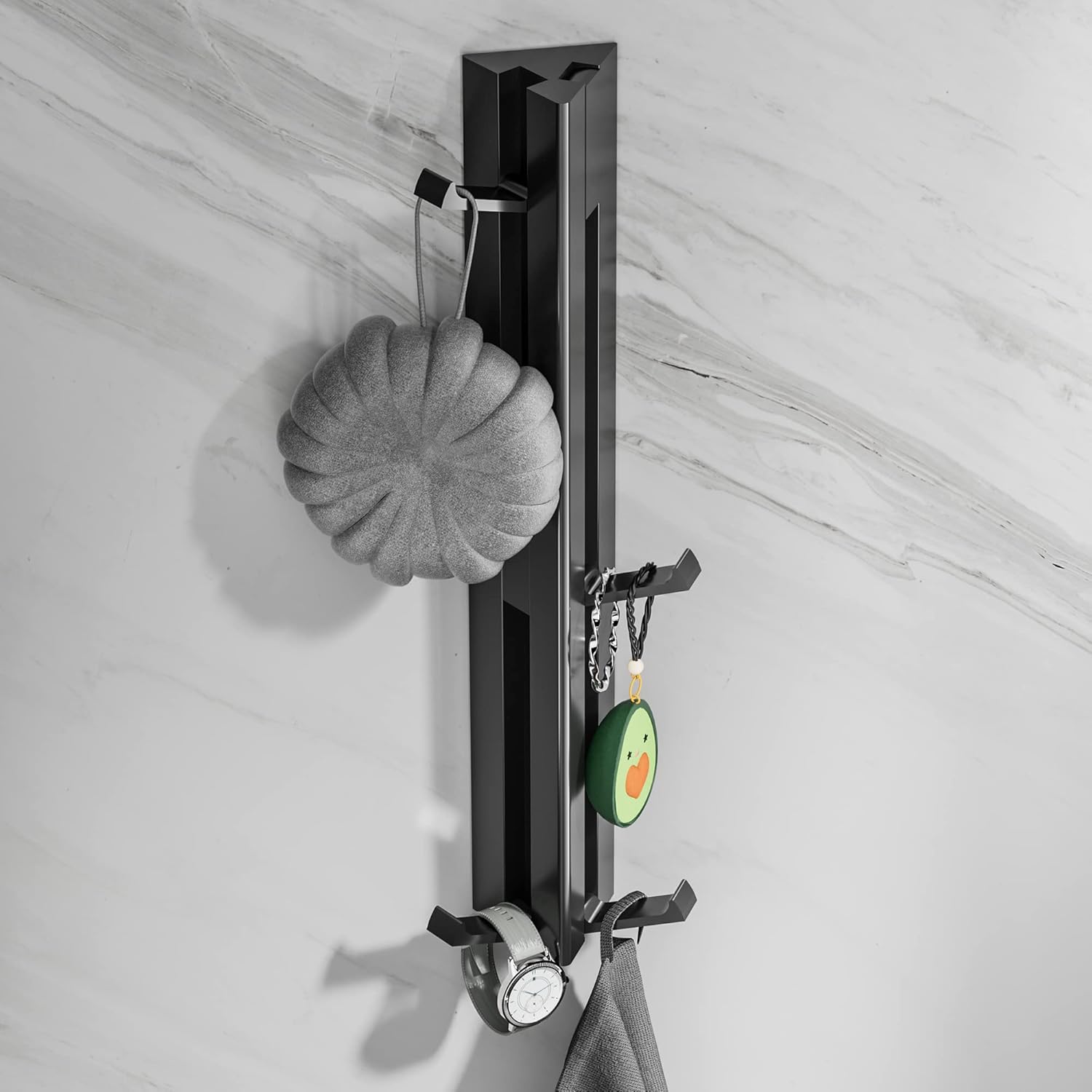 HNVNER Coat Rack Wall Mount with 6 Hooks,Black Modern Wall