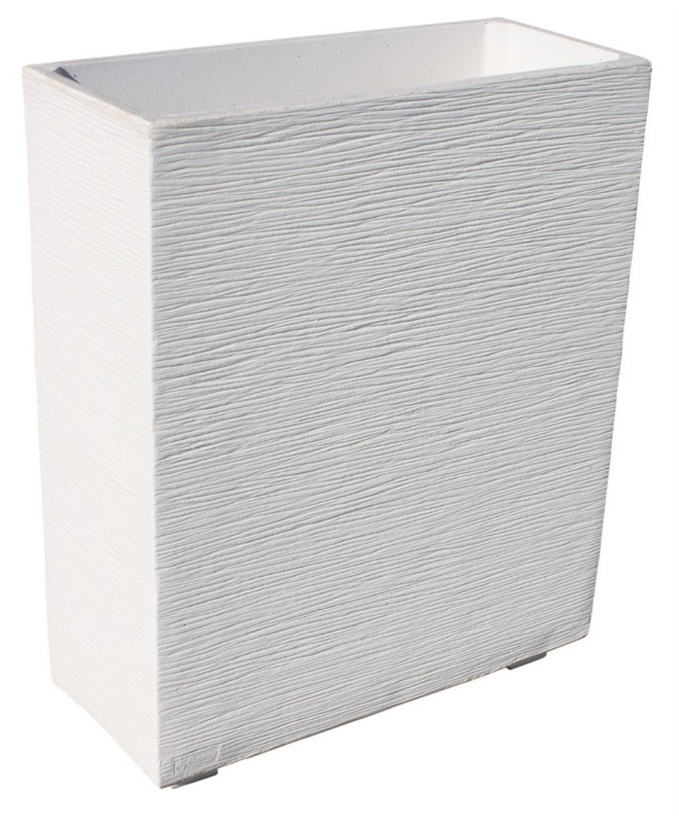AnaParra Jardinera Rectangular Moderna en hormigón aligerado para Exterior Cuadrada Barents 60X25X70cm. Natural Blanco