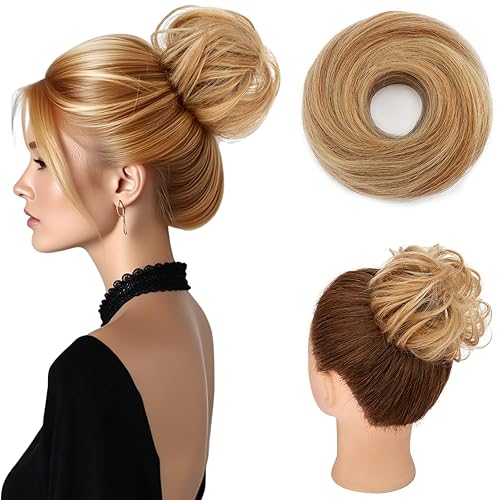 Hairro Moño desordenado para mujer, coleteros de cabello humano real, extensiones de cabello recogido al instante, con banda de goma elástica, 1