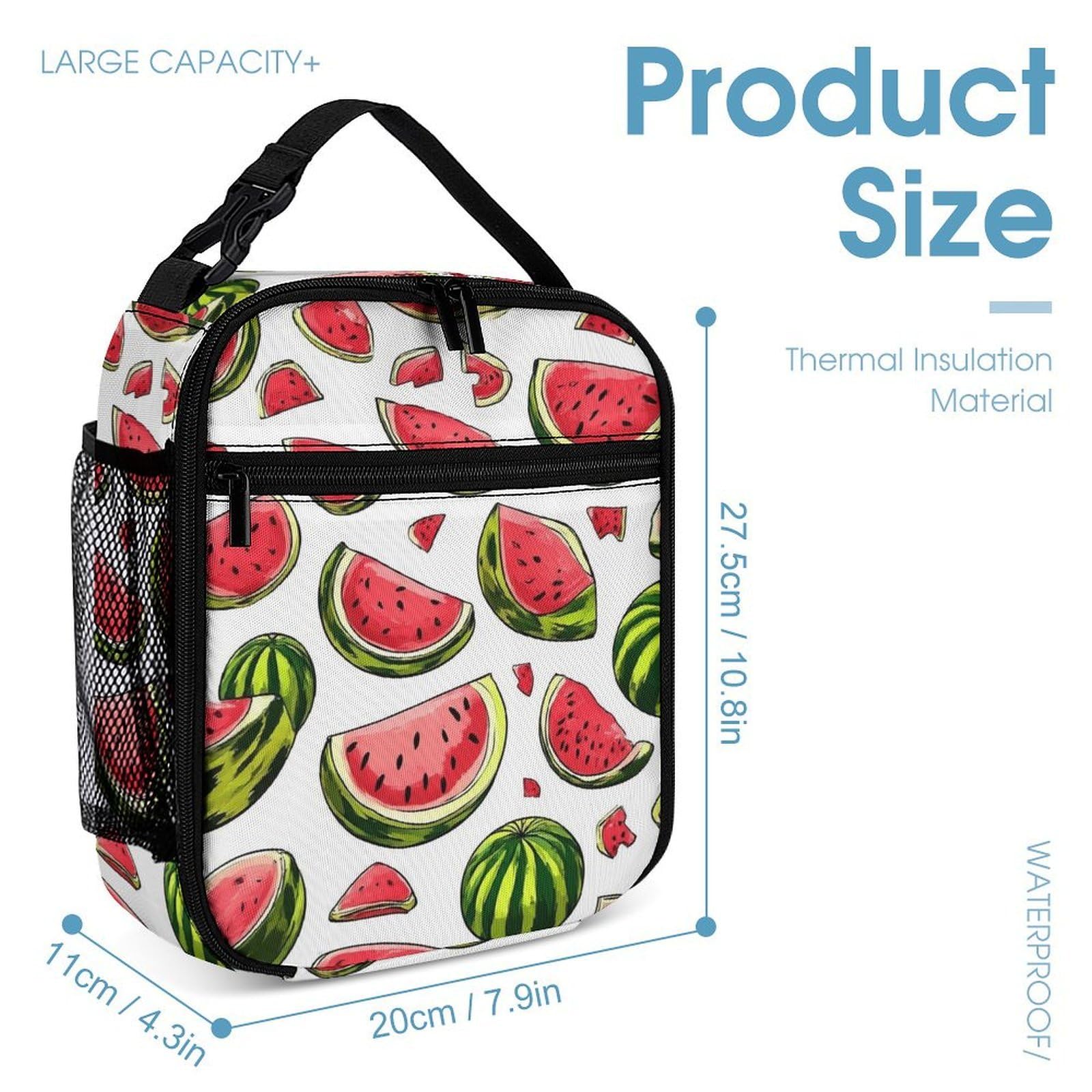 Mochila con bolsa de almacenamiento para lonchera, color rojo sandía y verde, conjunto de mochila escolar y cosmético.