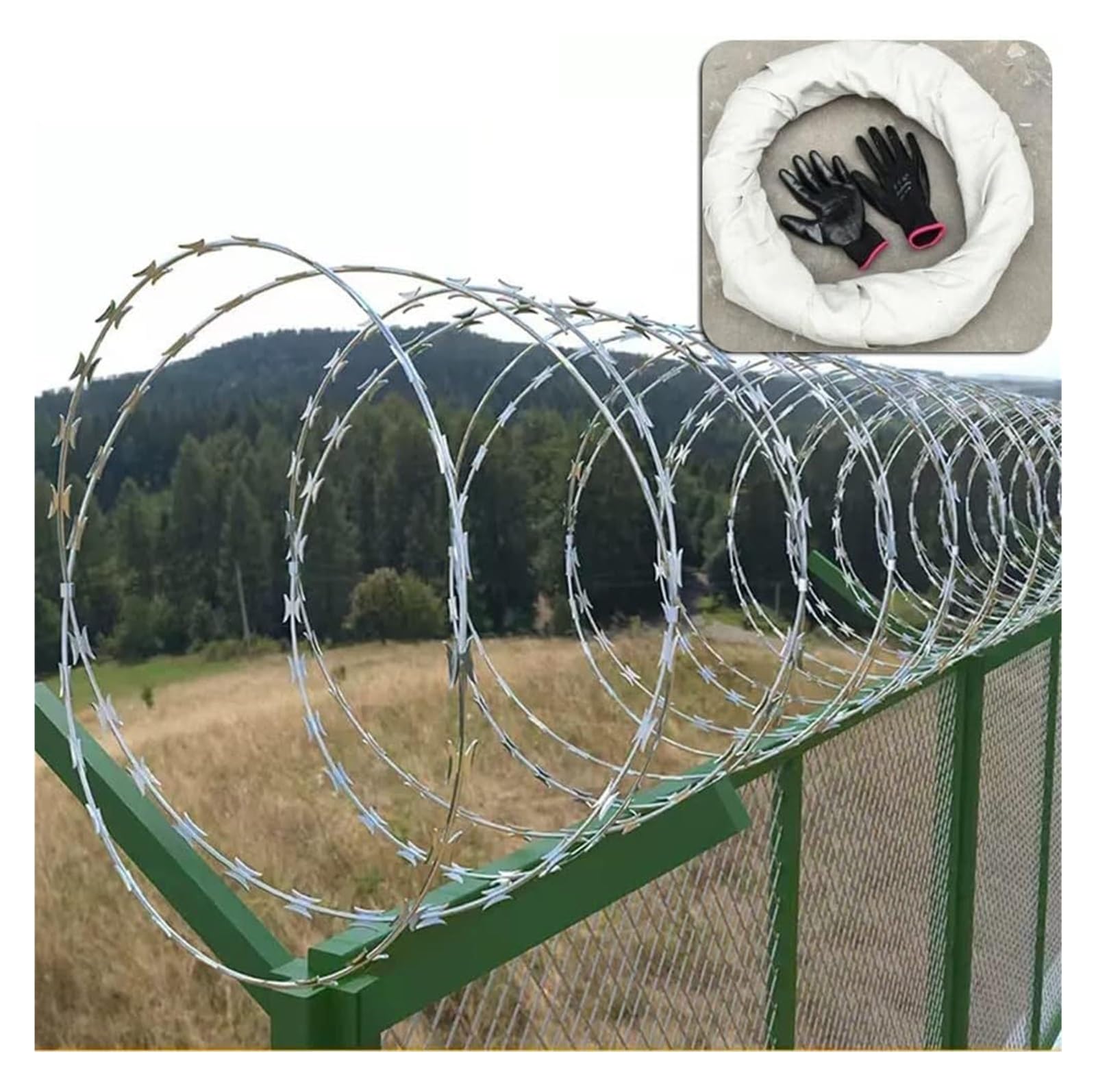 Drut kolczasty Razor, Taśma z drutu kolczastego ze stali nierdzewnej, ogrodzenie, 10m, ochrona ogrodu